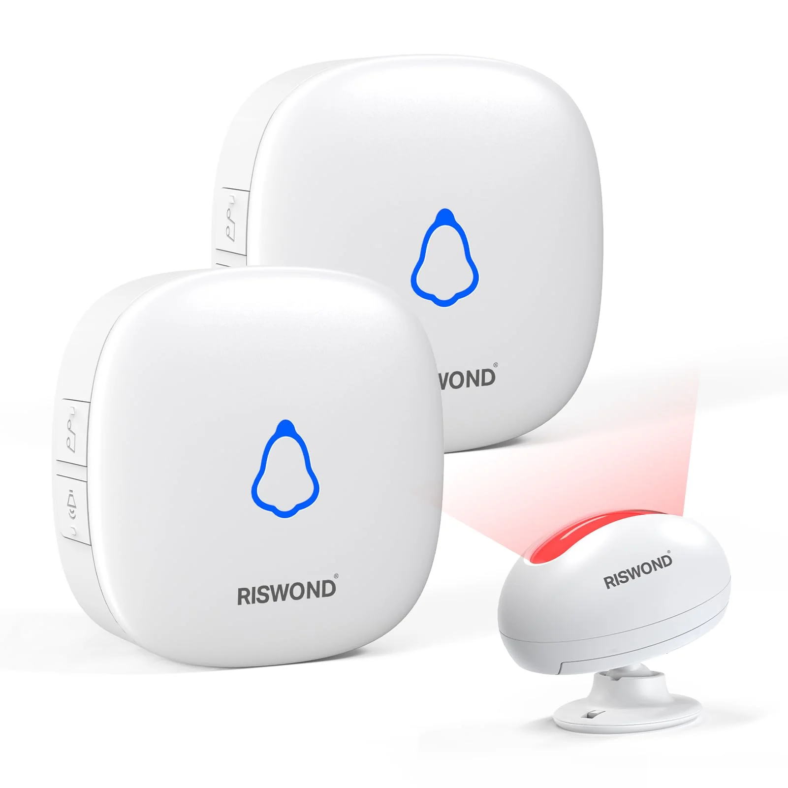 Wireless Motion Sensor Door Chime: Business Entry Doorbell Indoor Motion Detector Alarm Buzzer Store Entrance Alert Bell (1000Ft Range, 32 Tunes, 5 Level Volume) 1 sensors 2 Receiver 2 Rreceivers 1 Sensor