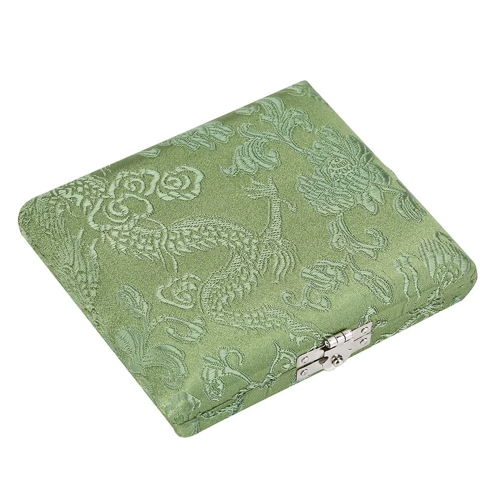 Wooden Oboe Case Holder Box for 6pcs Oboe Reeds Silk Cloth Cover Case Holder Storage(Green)