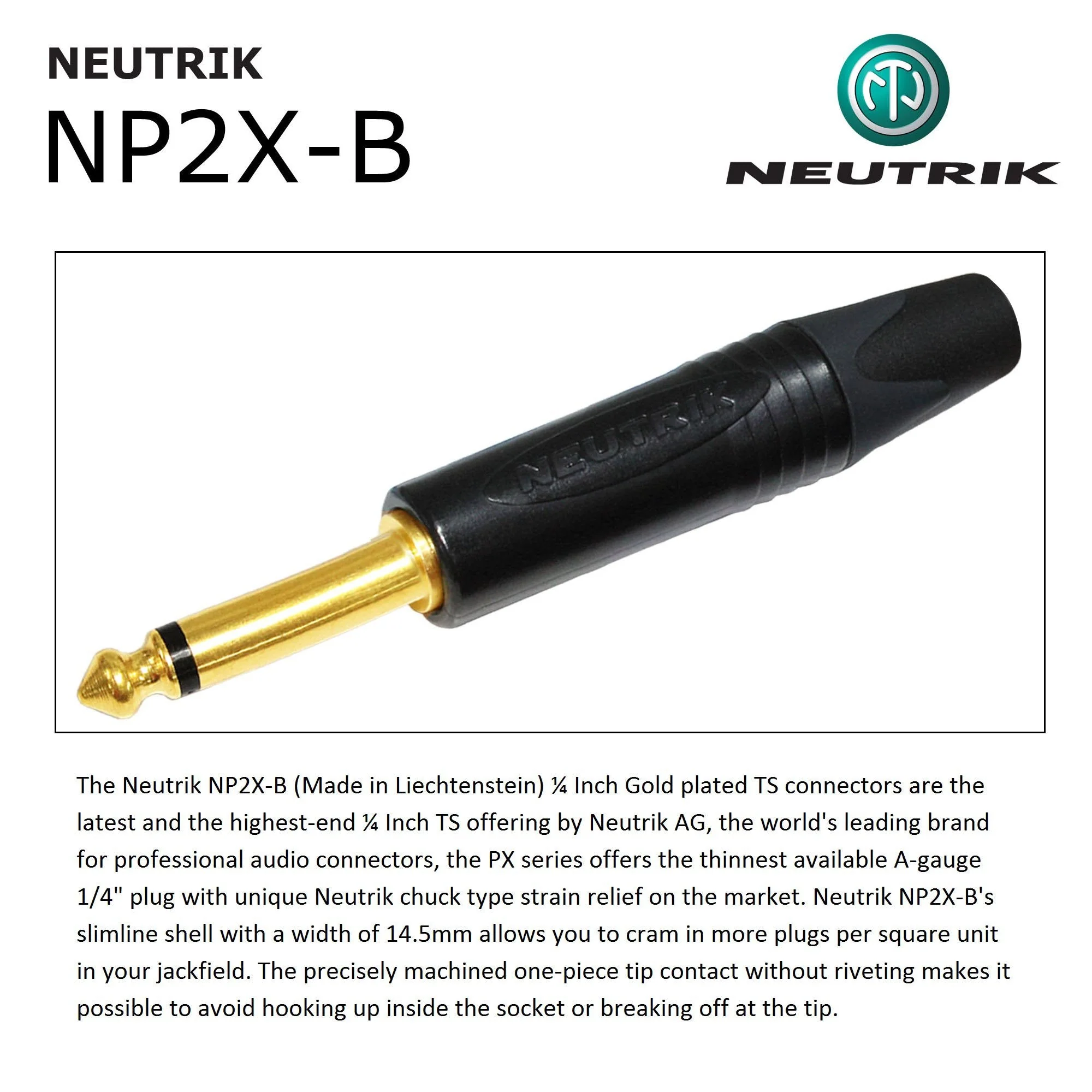 WORLDS BEST CABLES 40 Foot - Gotham GAC-1 Ultra Pro - Premium Low-Cap (21 pf/F) Guitar Bass Instrument Cable – w/Neutrik Gold Straight to Straight ¼ inch (6.35mm) TS Connectors - Custom Made - Image 6