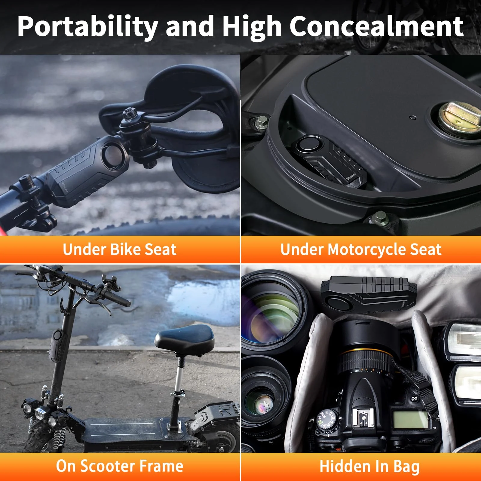 WSDCAM Wireless Bike Alarm with Remote, Rechargeable Bicycle Alarm System Anti Theft, IP65 Waterproof, 113dB Loud Bike Alarms for E-bikes, Motorcycles, Scooter, Outdoor Riding and Cycling Safety - Image 9