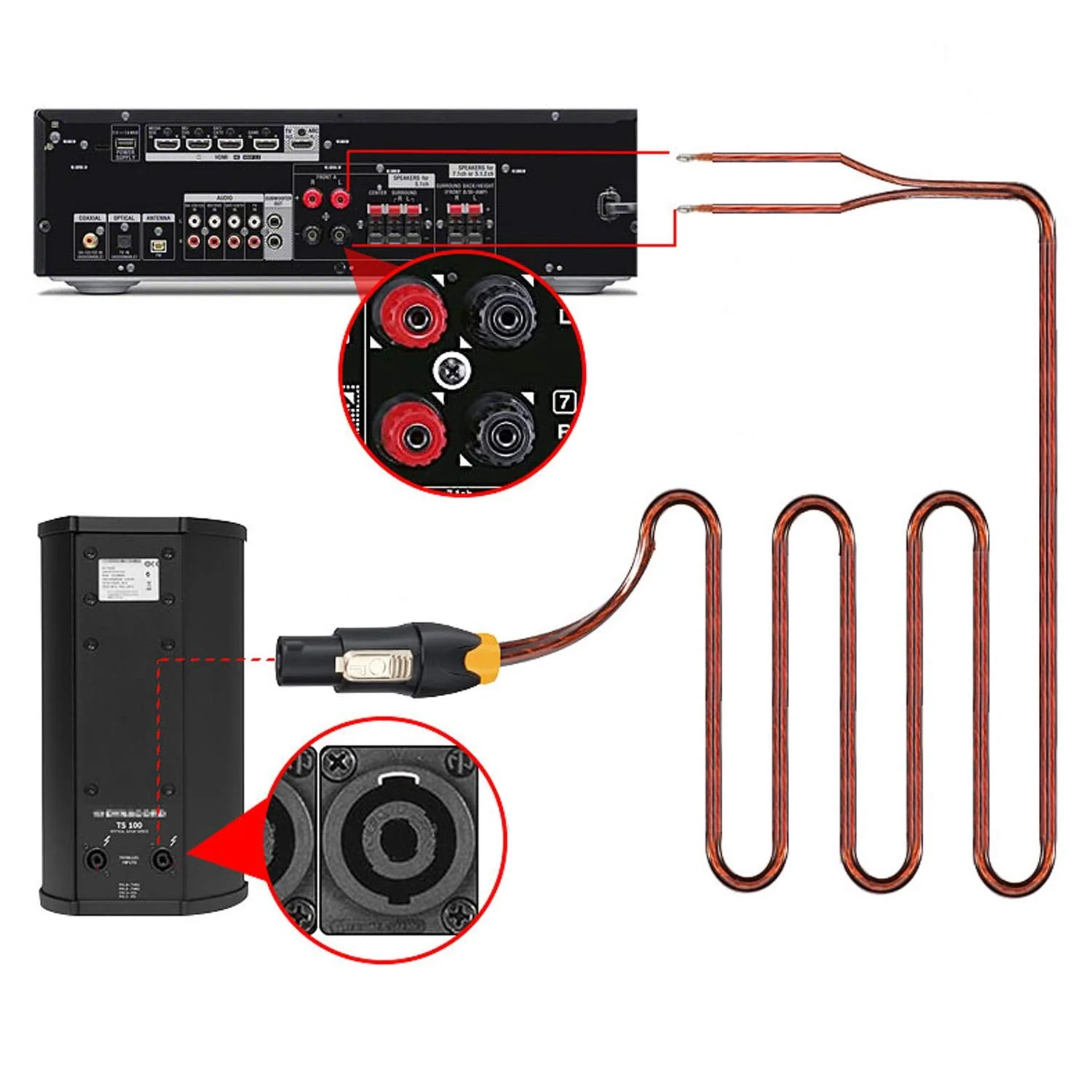 XMSJSIY Speakon Speaker Cable Bare Wire Open End Cable, Speakon to Speaker Wire Audio Cord Amplifier Connection Cord for DJ/PA with Twist Lock (Male) Male - Image 6