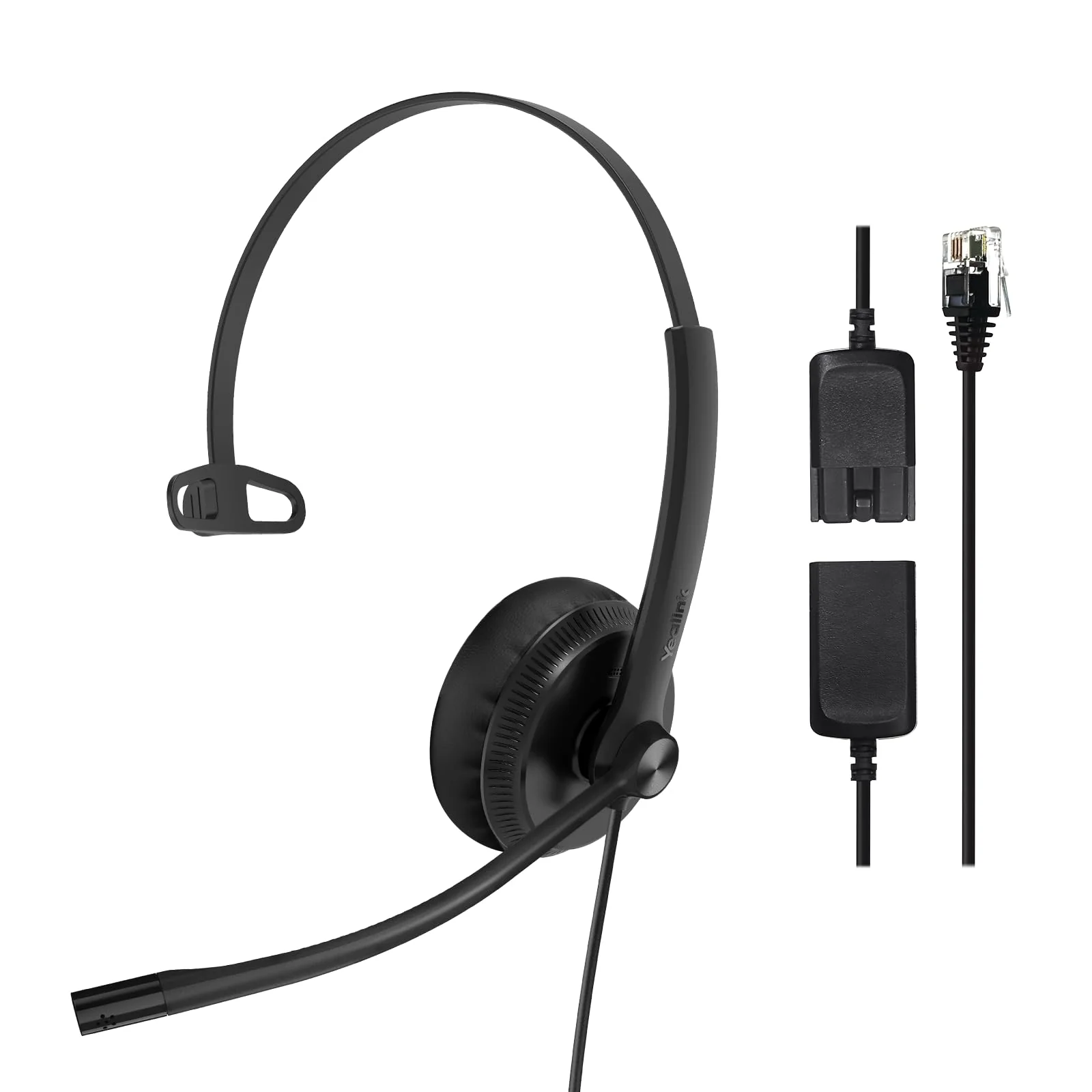 Yealink Phone Headsets for Office Phones YHS34 QD to RJ9 Wired Headset Compatible with Poly Snom Grandstream Phones Desk Landline Headset with Microphone -Mono/72g/2.1m Cable Mono Convenient-YHS34