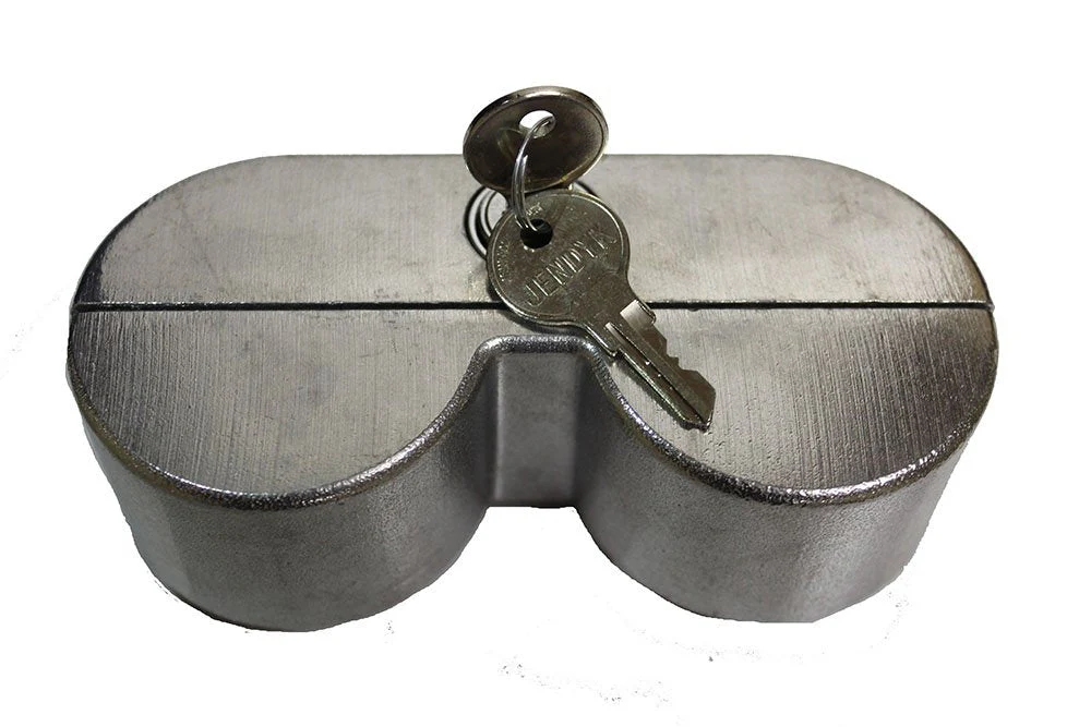 YOKEMK4-KA Double Knob Tractor Air Brake Lock (Keyed Alike), 1 Pack, Anodized Silver