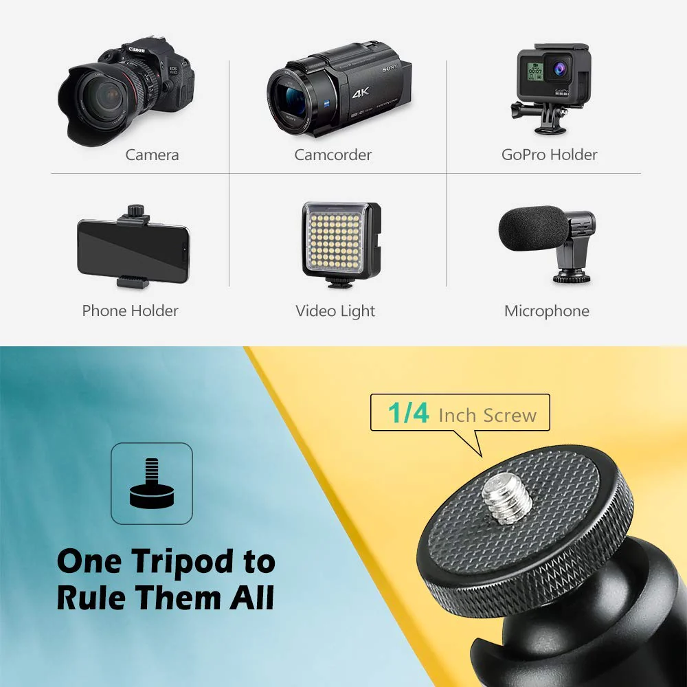 Zeadio Metal Mini Tripod + Ball Head Mount, with 1/4 Inch Screw Desktop Tabletop Stand Tripod, Fits for Smooth 4, Osmo Mobile, Vimble 2, Gimbal Handle Grip Stabilizer and All Cameras Length: 11.5 cm - Image 6