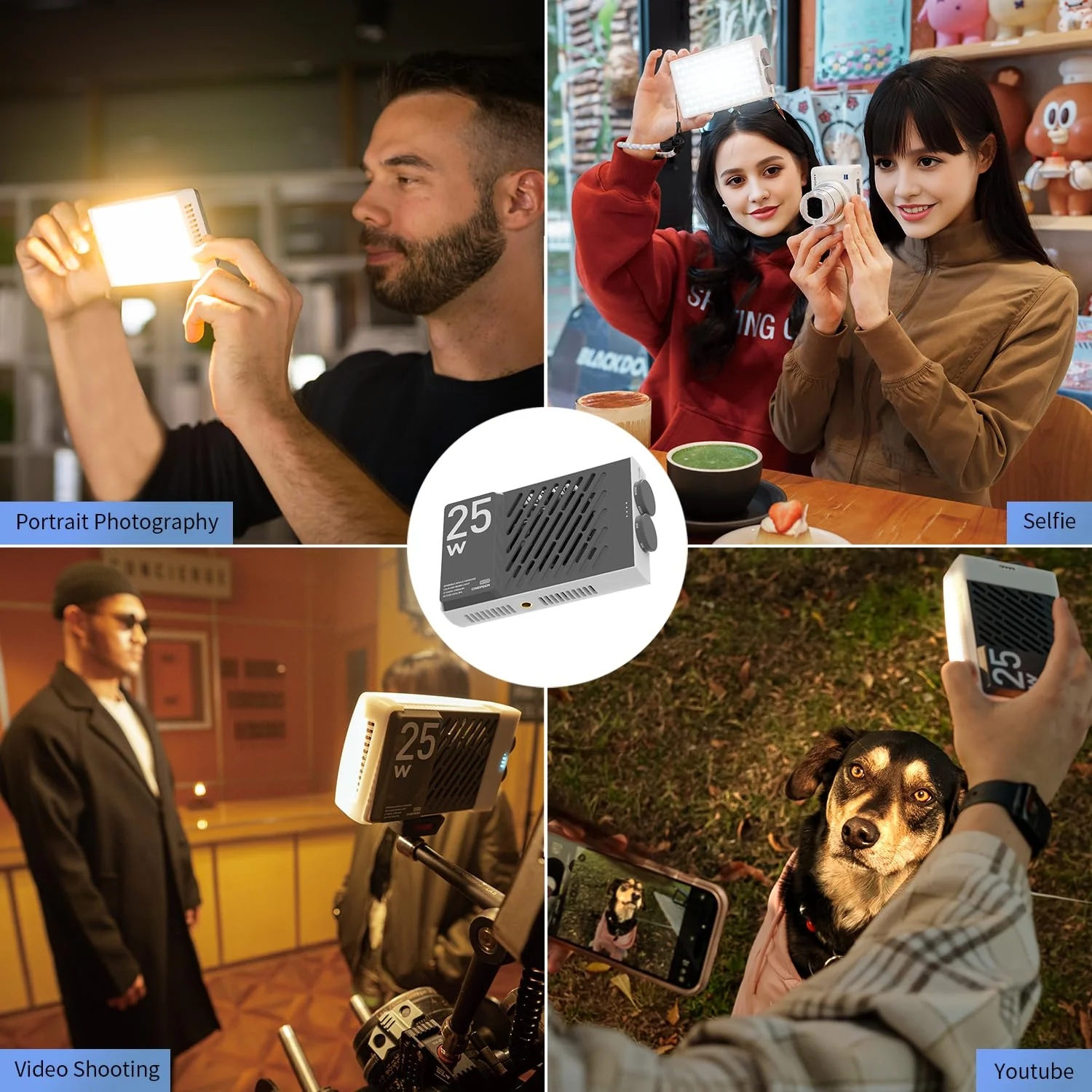 ZHIYUN CINEPEER CM25 25W LED Video Light, Pocket-Sized Mini Portable Photography Light on Camera, Dimmable 2700K-6200K•CRI≥96•TLCI≥97,Built-in 2*2000mAh Rechargeable Batteries, PD Charging/Vlog/Photo Black - Image 7