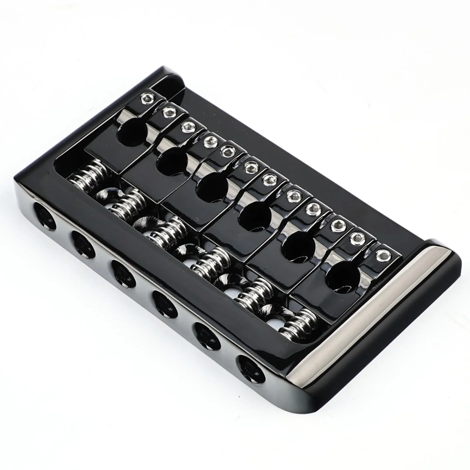 Zinc Alloy 6 String Guitar Fixed Bridge 10.5mm(13/32") Electric Guitar Hardtail Bridge Compatible with Fender Strat Telecaster Style 6-String Electric Guitar Replacement Parts(Conductive Black) - Image 2