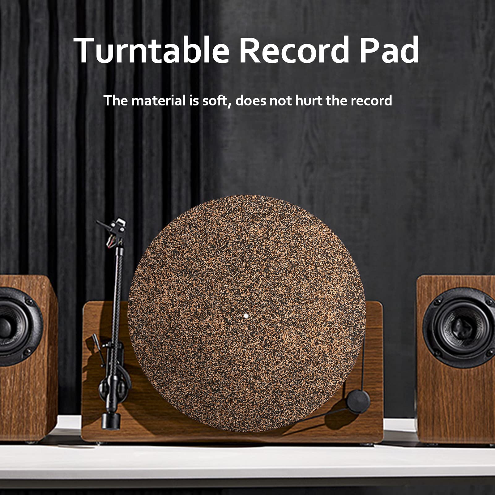 Zunate Turntable Cork Platter Mat, 12in Shockproof Turntable Platter Mat, Grade Improves Sound Quality, Nonslip Turntable Slipmat for Record Players - Image 2